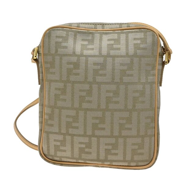 FENDI Logo Zucca Pattern Shoulder Bag Canvas Leather Beige GHW Italy 65YH781 - Picture 3 of 13